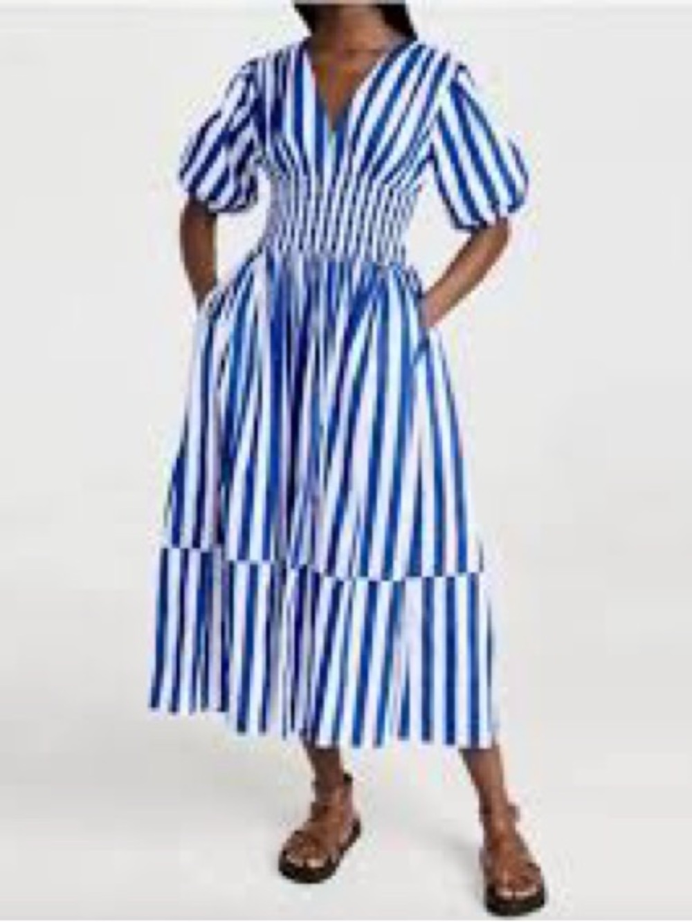 AYR Extra Extra midi dress in the Marais Blue Regatta Strip like new